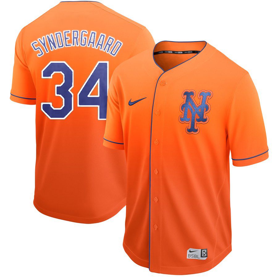 Men New York Mets 34 Syndergaaro Orange Nike Fade MLB Jersey
